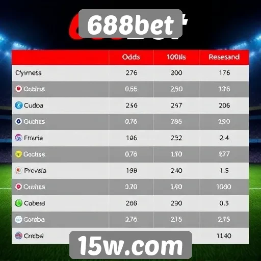 Comparativo de odds entre 688bet e concorrentes